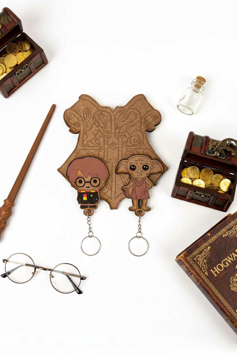 Llavero Harry Potter y Dobby — Madera grabada