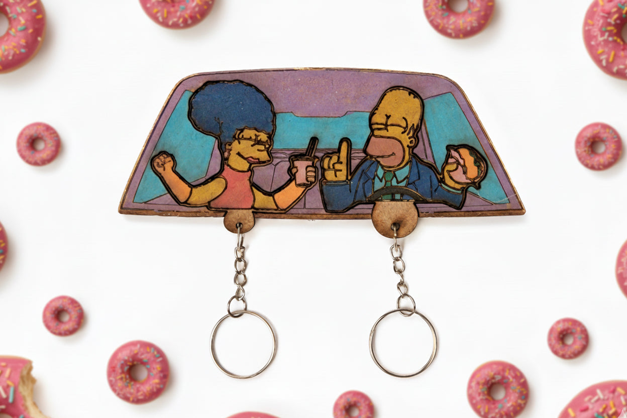 Llavero Los Simpson — Madera grabada